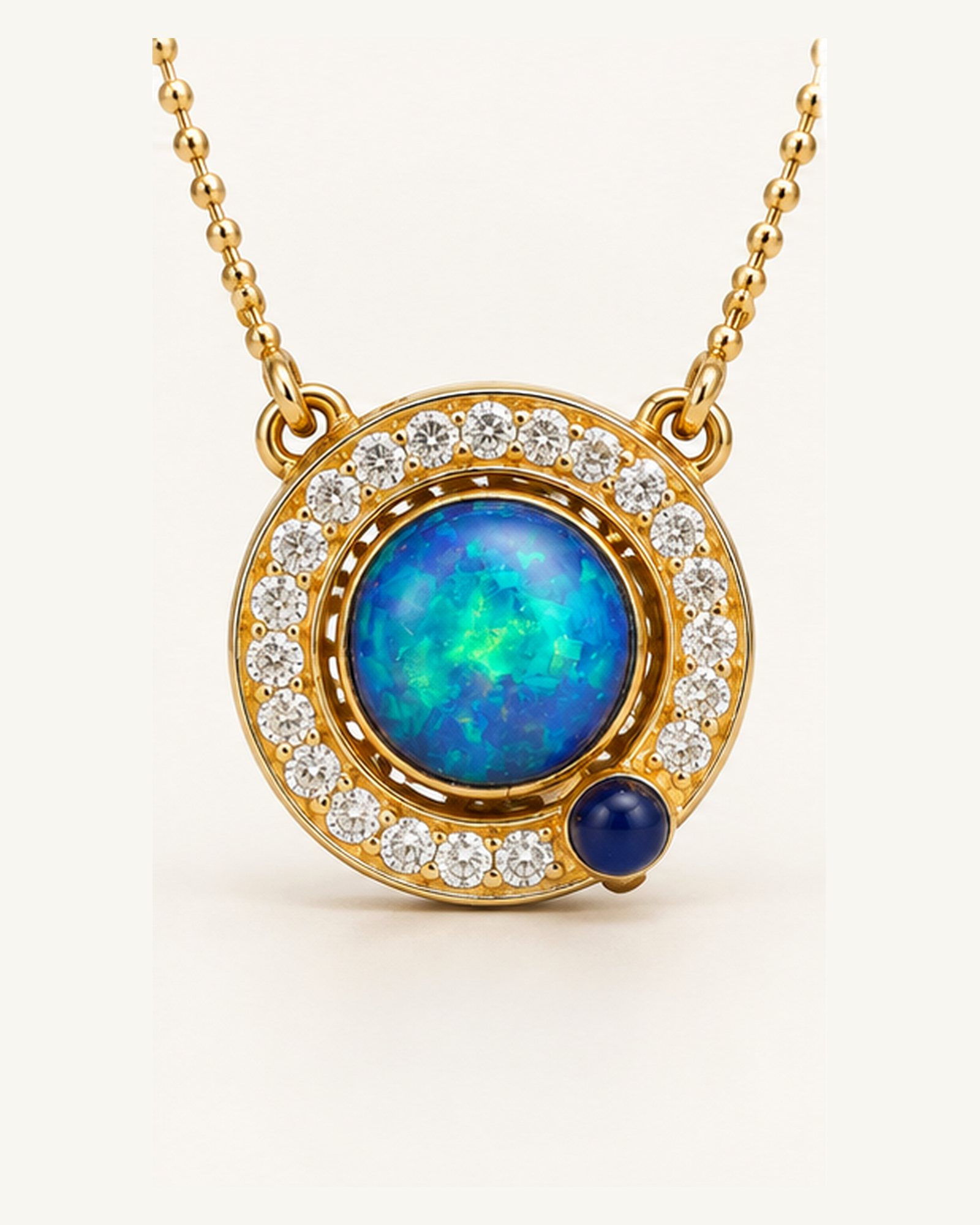 Aurora Pendant, natural opal and 18K gold
